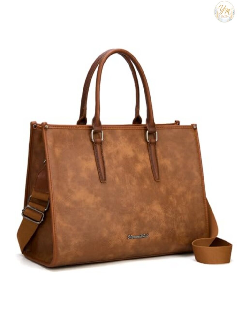 Waterproof Vegan Leather 15.6" Laptop Tote Work Briefcase Adjustable Strap